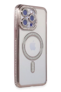Apple iPhone 14 Pro Kılıf Joke Simli Magneticsafe Kılıf - Pembe
