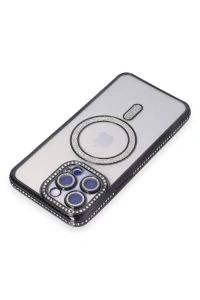 Apple iPhone 14 Pro Kılıf Joke Simli Magneticsafe Kılıf - Siyah