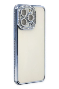 Apple iPhone 14 Pro Kılıf Joke Taşlı Silikon - Mavi
