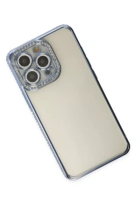 Apple iPhone 14 Pro Kılıf Joke Taşlı Silikon - Mavi