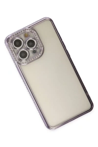 Apple iPhone 14 Pro Kılıf Joke Taşlı Silikon - Mor