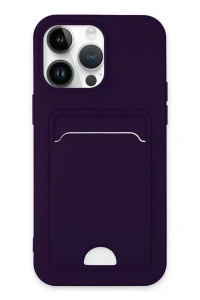 Apple iPhone 14 Pro Kılıf Kelvin Kartvizitli Silikon - Derin Mor