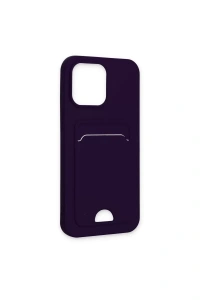 Apple iPhone 14 Pro Kılıf Kelvin Kartvizitli Silikon - Derin Mor