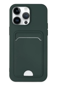 Apple iPhone 14 Pro Kılıf Kelvin Kartvizitli Silikon - Koyu Yeşil