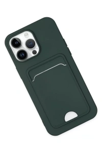 Apple iPhone 14 Pro Kılıf Kelvin Kartvizitli Silikon - Koyu Yeşil
