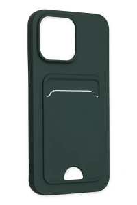 Apple iPhone 14 Pro Kılıf Kelvin Kartvizitli Silikon - Koyu Yeşil