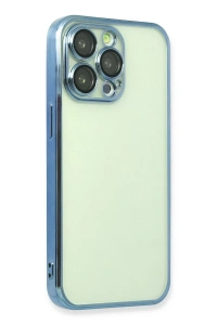 Apple iPhone 14 Pro Kılıf Lensli Silikon - Açık Mavi