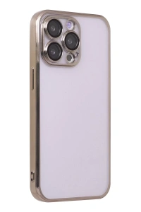 Apple iPhone 14 Pro Kılıf Lensli Silikon - Gold