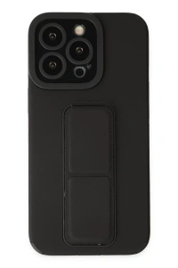 Apple iPhone 14 Pro Kılıf Mega Standlı Silikon - Siyah