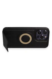 Apple iPhone 14 Pro Kılıf Merkür Magneticsafe Standlı Kapak - Siyah
