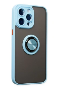 Apple iPhone 14 Pro Kılıf Montreal Yüzüklü Silikon Kapak - Buz Mavi