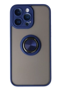 Apple iPhone 14 Pro Kılıf Montreal Yüzüklü Silikon Kapak - Lacivert