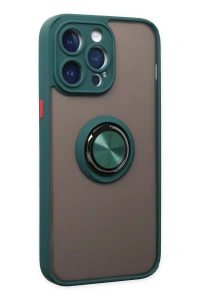 Apple iPhone 14 Pro Kılıf Montreal Yüzüklü Silikon Kapak - Yeşil