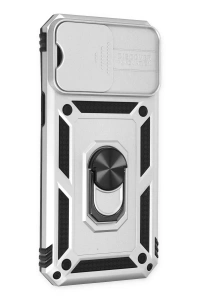 Apple iPhone 14 Pro Kılıf Pars Lens Yüzüklü Silikon - Gümüş