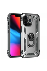Apple iPhone 14 Pro Kılıf Sofya Yüzüklü Silikon Kapak - Gümüş
