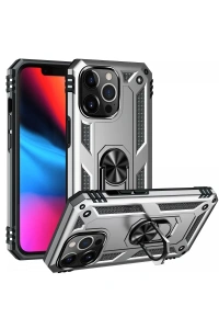 Apple iPhone 14 Pro Kılıf Sofya Yüzüklü Silikon Kapak - Gümüş