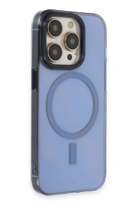 Apple iPhone 14 Pro Max Kılıf Anka PC Magneticsafe Sert Metal Kapak - Sierra Blue