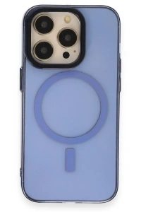 Apple iPhone 14 Pro Max Kılıf Anka PC Magneticsafe Sert Metal Kapak - Sierra Blue