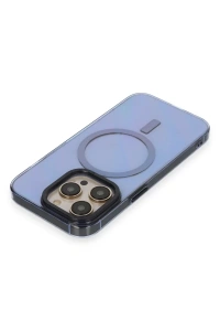 Apple iPhone 14 Pro Max Kılıf Anka PC Magneticsafe Sert Metal Kapak - Sierra Blue