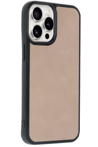 Apple iPhone 14 Pro Max Kılıf Aras Deri Kapak - Pudra