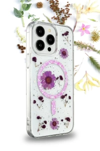 Apple iPhone 14 Pro Max Kılıf Daisy Simli Magsafe Kapak - Siyah