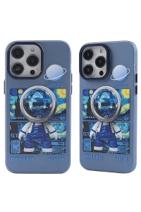 Apple iPhone 14 Pro Max Kılıf Desenli Kapak - Mavi - 1