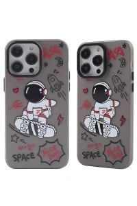 Apple iPhone 14 Pro Max Kılıf Desenli Kapak - Siyah - 1