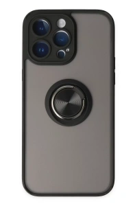 Apple iPhone 14 Pro Max Kılıf Montreal Yüzüklü Silikon Kapak - Siyah