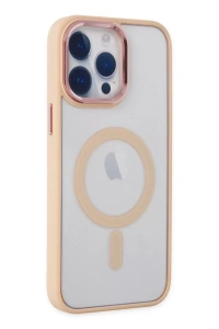 Apple iPhone 14 Pro Max Kılıf Room Magneticsafe Silikon - Pudra