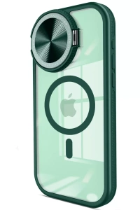 Apple iPhone 14 Pro Max Kılıf Teleskop Lens Magsafe Silikon Kapak - Koyu Yeşil