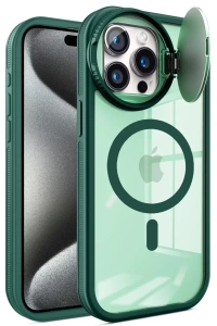 Apple iPhone 14 Pro Max Kılıf Teleskop Lens Magsafe Silikon Kapak - Koyu Yeşil