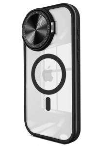 Apple iPhone 14 Pro Max Kılıf Teleskop Lens Magsafe Silikon Kapak - Siyah