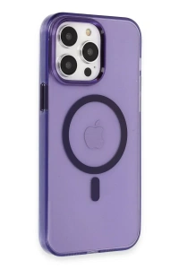 Apple iPhone 14 Pro Max Kılıf Tron Şeffaf Magsafe Kapak - Derin Mor
