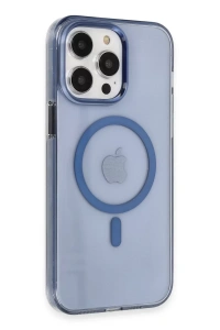 Apple iPhone 14 Pro Max Kılıf Tron Şeffaf Magsafe Kapak - Mavi