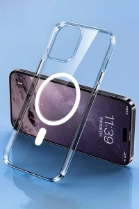 Apple iPhone 14 Pro Max Kılıf Tron Şeffaf Magsafe Kapak - Şeffaf