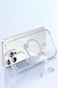 Apple iPhone 14 Pro Max Move Taşlı Magsafe Kapak - Lila