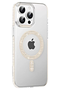 Apple iPhone 14 Pro Max Move Taşlı Magsafe Kapak - Pembe