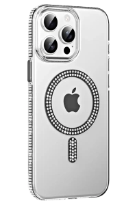Apple iPhone 14 Pro Max Move Taşlı Magsafe Kapak - Siyah