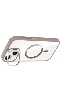 Apple iPhone 14 Remim Lensli Magsafe Standlı Kapak - Titan Gri