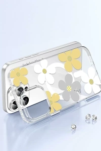 Apple iPhone 15 Floral Magsafe Kapak - Sarı