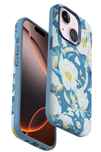 Apple iPhone 15 Flower Series Magsafe Kapak - Mavi
