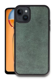 Apple iPhone 15 Kılıf Aras Deri Kapak - Koyu Yeşil