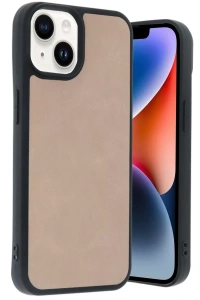 Apple iPhone 15 Kılıf Aras Deri Kapak - Pudra