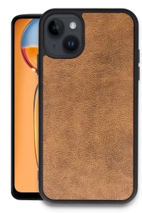 Apple iPhone 15 Kılıf Aras Deri Kapak - Taba