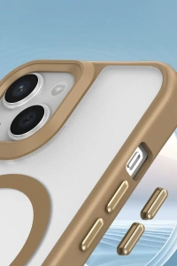 Apple iPhone 15 Kılıf Enka Magsafe Silikon Kılıf - Desert