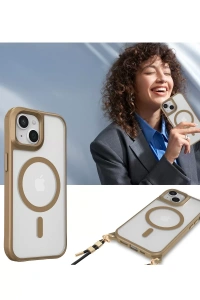 Apple iPhone 15 Kılıf Enka Magsafe Silikon Kılıf - Desert