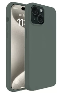 Apple iPhone 15 Kılıf First Silikon - Koyu Yeşil