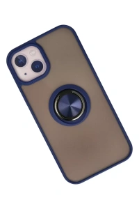 Apple iPhone 15 Kılıf Montreal Yüzüklü Silikon Kapak - Lacivert