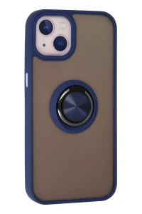 Apple iPhone 15 Kılıf Montreal Yüzüklü Silikon Kapak - Lacivert