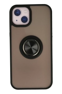 Apple iPhone 15 Kılıf Montreal Yüzüklü Silikon Kapak - Siyah